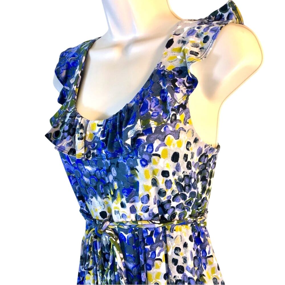 New York & Company Blue Green Fit & Flare Dress Figure Flattering Stretch Knit - Picture 6 of 16